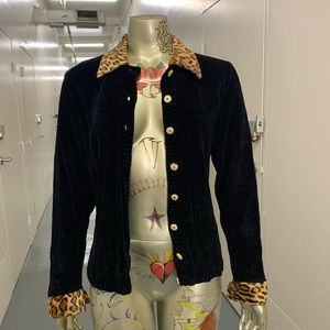 Vintage Black Leopard Duster Jacket or Blouse